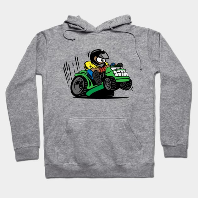 Racing Lawn Mower Tractor Cartoon Hoodie by hobrath